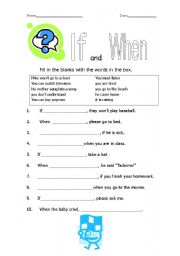 English Worksheet: If and When