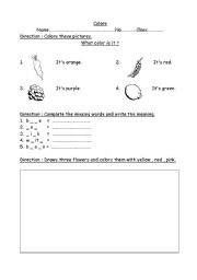 English Worksheet: colours