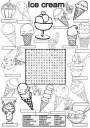 English Worksheet: Wordsearch ICE CREAM FLAVORS