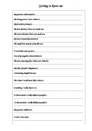English Worksheet: Getting to know you