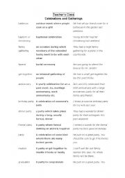 English Worksheet: Adult Class - Celebrations and Gatherings