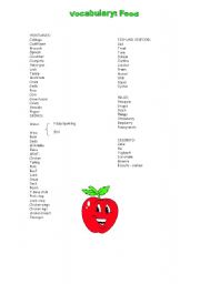English worksheet: vocabulary food
