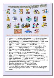 English Worksheet: What were they doing? (when- while)