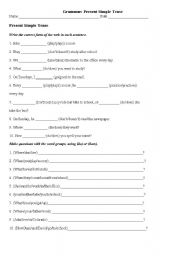 English Worksheet: Practice the present simple tense with this worksheet.