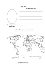English worksheet: ants and countries