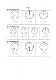 English worksheet: Tell the time