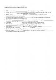 English worksheet: Complete with verb tenses