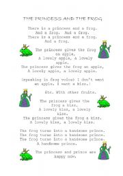 English worksheet: The princess and the frog