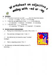 English Worksheet: adjectives ending with -ed and -ing