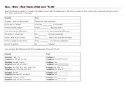 English worksheet: Verb To Be Simple Present  X Past Tense