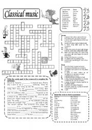 Classical music crossword b&w - ESL worksheet by marta v