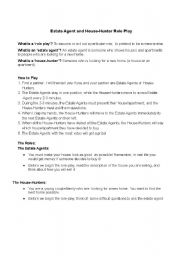 English Worksheet: estate agents and househunters role play handout
