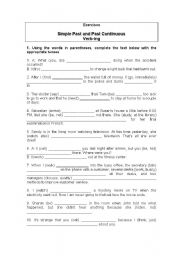 English Worksheet: Simple Past and Past Continuous Exercises