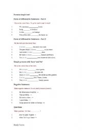 English worksheet: simple present test