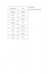 English Worksheet: Memory Game