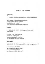 English Worksheet: Present continuous: theory and examples