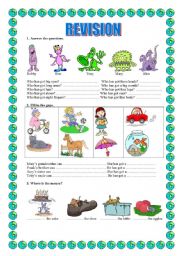 English Worksheet: REVISION -elementary -for children-3 pages