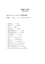 English Worksheet: Verb To Be