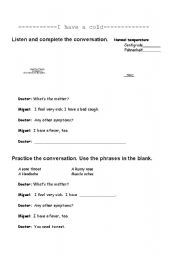 English Worksheet: I have a cold