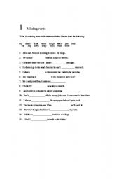 English worksheet: missing verbs