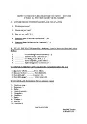 English Worksheet: exam questions for 5th grade