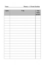 English worksheet: Student Fluency Form