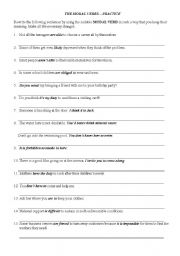 English Worksheet: Modal Verbs Practice