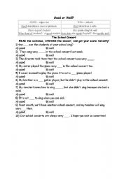 English worksheet: good or well
