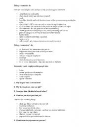 English Worksheet: Job interview - what to do, how to behave