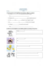 English worksheet: review about verb to be and prepositions