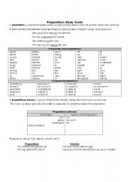 English worksheet: Preposition Notes