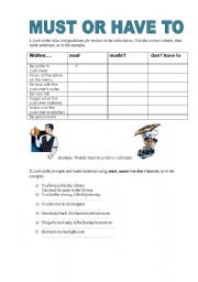 English Worksheet: must / have to