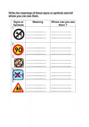 English worksheet: Sign and Symbol