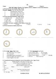 English Worksheet: time test