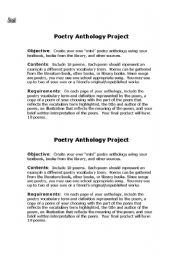 English worksheet: poetry anthology project