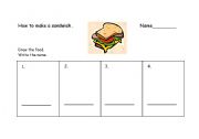 English worksheet: how to make a sandwich infant 