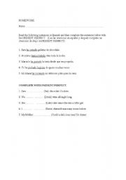 English worksheet: present perfect Fill in