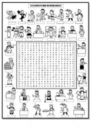 English Worksheet: OCCUPATIONS WORDSEARCH