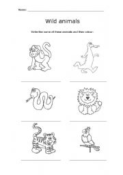 english worksheets wild animals