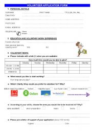 CHARITIES UK: Volunteer application form