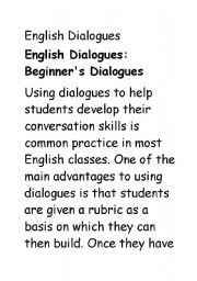 English worksheet: Usin dialogues in english calssroom   