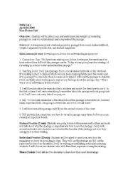 English worksheet: Lesson Plan on Re-Reading Strategy Non fiction