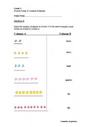 English worksheet: Numbers & colours Exam