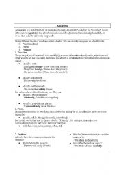 English worksheet: adverbs and prepositions
