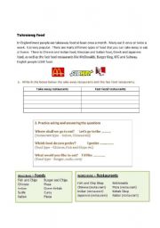 English worksheet: Eating Out WS2 - Takeaway Food