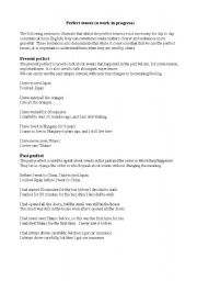 English Worksheet: Perfet tenses and their alternatives