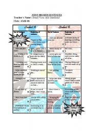 English Worksheet: broken sentenses 