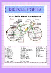 BICYCLE PARTS -vocabulary exercise