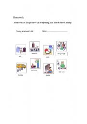 English Worksheet: Daily Review with Visuals