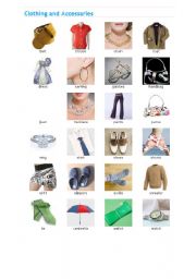 English worksheet: clothes and accessaries